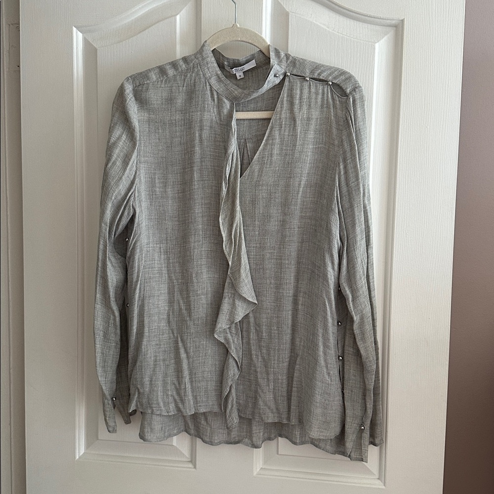 10 Crosby Derek Lam Heather Gray Blouse with Button Accents